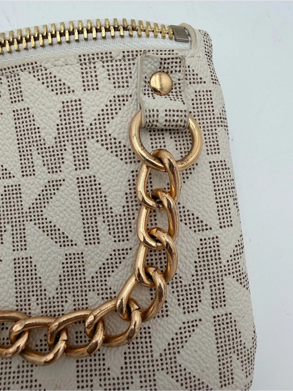 MICHAEL KORS Women's MK Signature Vanilla Synthetic Leather BELT BAG Pouch